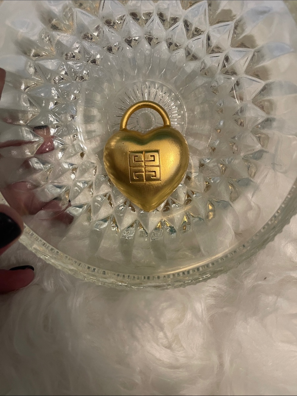 Vintage 90s Givenchy Paris Signed 4G Monogram Logo Gold Heart Padlock Brooch